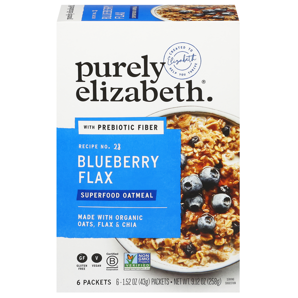 Purely Elizabeth Gluten Free Blueberry Flax Superfood Oatmeal - 6 ct