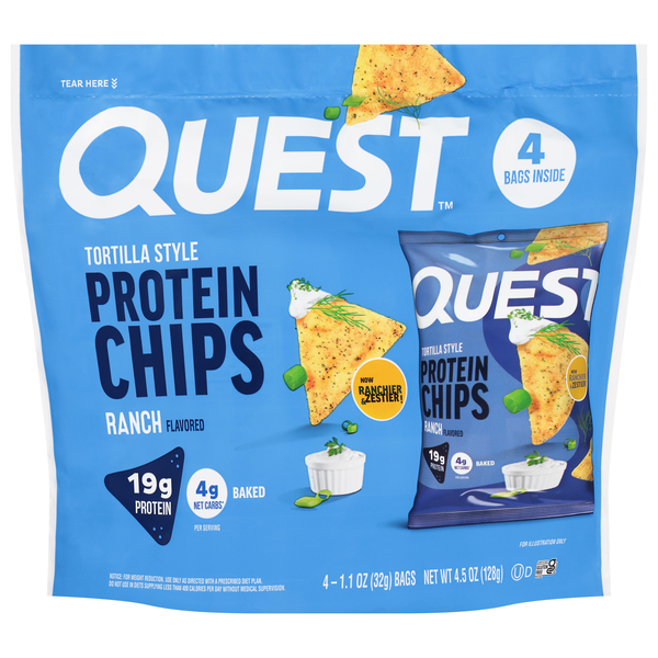 Quest Gluten Free Ranch 19g Tortilla Style Protein Chips - 4 ct
