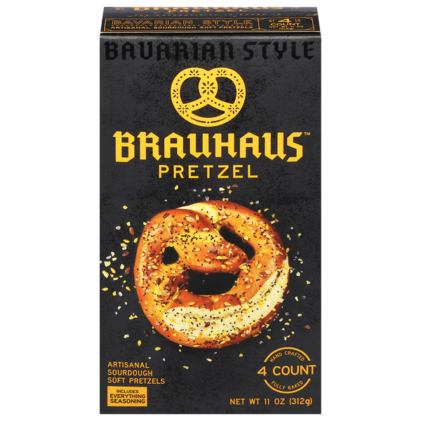 Brauhaus Pretzel Soft Sourdough Artisanal Bavarian Style Pretzels - 4 ct