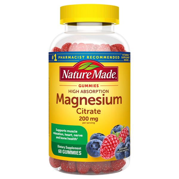 Nature Made Magnesium Citrate 200 mg Supplement Gummies Mixed Berry