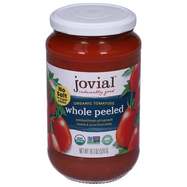 jovial Organic No Salt or Sugar Added Whole Peeled Tomatoes
