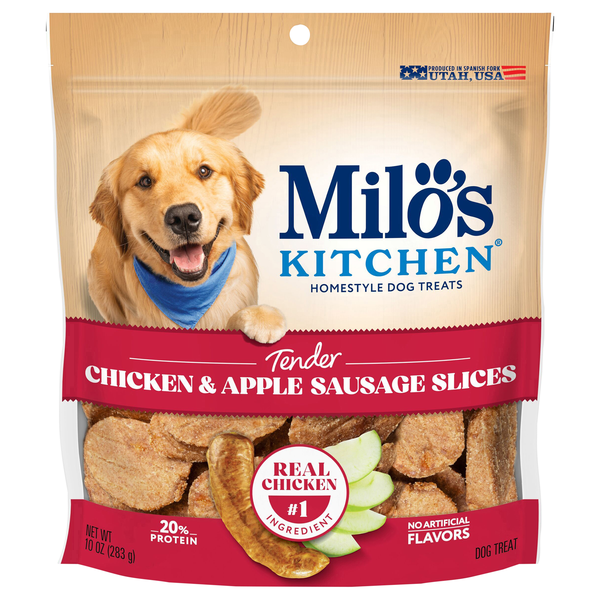 Milo's Kitchen Home-Style Chicken & Apple Sausage Slices Dog Treats