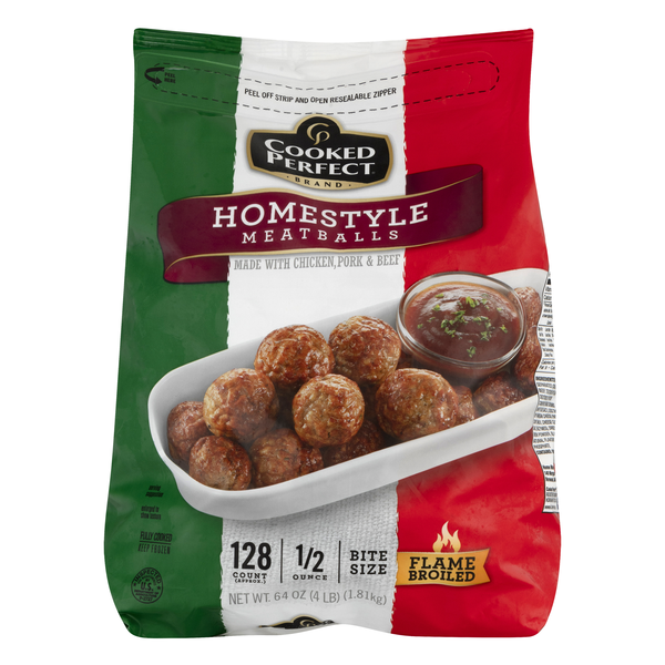 Save on Cooked Perfect Bite Size Homestyle Meatballs - apx 128 ct