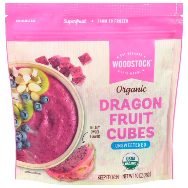 Woodstock Organic Unsweetened Dragon Fruit Cubes Frozen