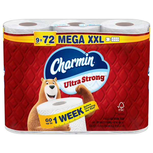 Charmin Ultra Strong Mega XXL Roll 2-Ply Toilet Paper Unscented - 9 ct