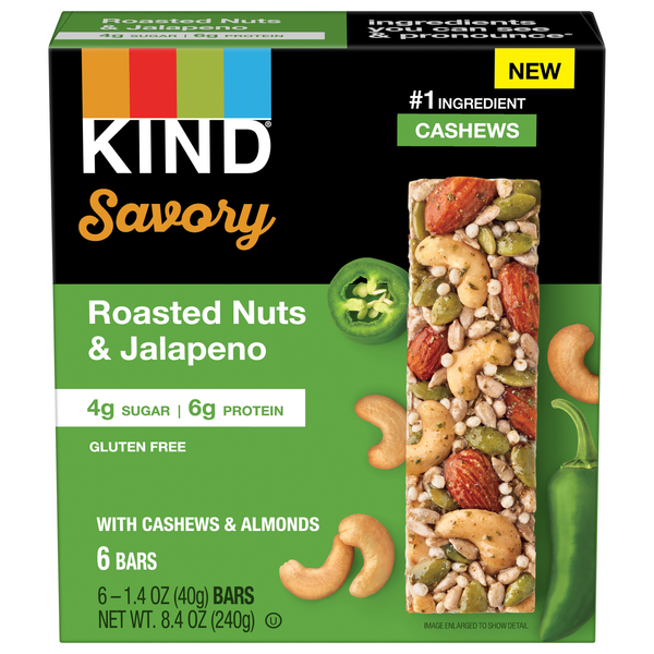 Save on KIND Gluten Free Roasted Nuts & Jalapeno Savory Nut Bar 6 ct