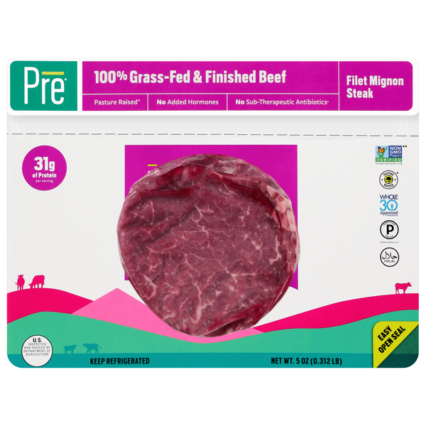 PRE Grass-fed Beef Filet Mignon Steak Fresh
