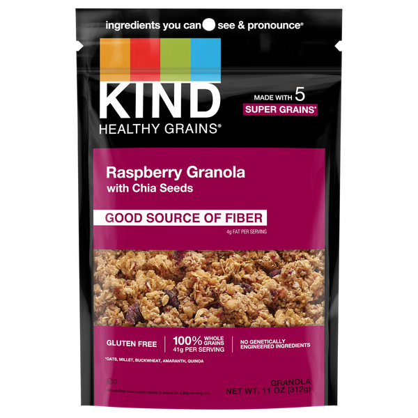 KIND Healthy Grains Gluten Free Raspberry High Fiber Granola w/Chia Seeds