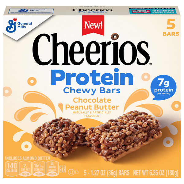 Cheerios Chocolate Peanut Butter 7g Protein Chewy Bar - 5 ct