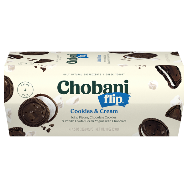 Chobani Flip Low Fat Cookies & Cream Greek Yogurt Cup - 4 ct