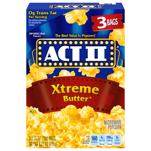 Act II Xtreme Butter Microwave Popcorn - 3 ct