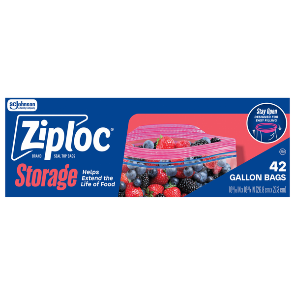 Ziploc Stay Open Gallon Storage Bags