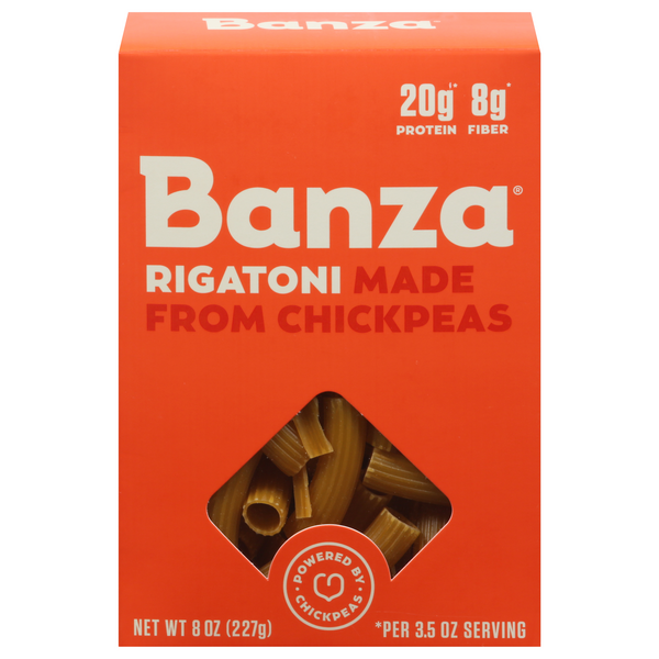 Banza Gluten Free High Protein Low Carb Chickpeas Rigatoni Pasta