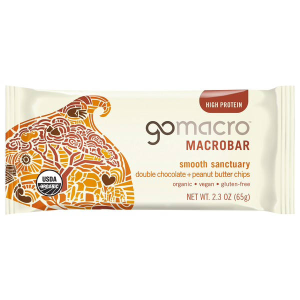 GoMacro Organic Gluten Free Double Chocolate+PB Chips 10g Protein MacroBar