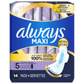 Always Maxi Size 5 Unscented Extra Heavy Overnight Pads with Wings