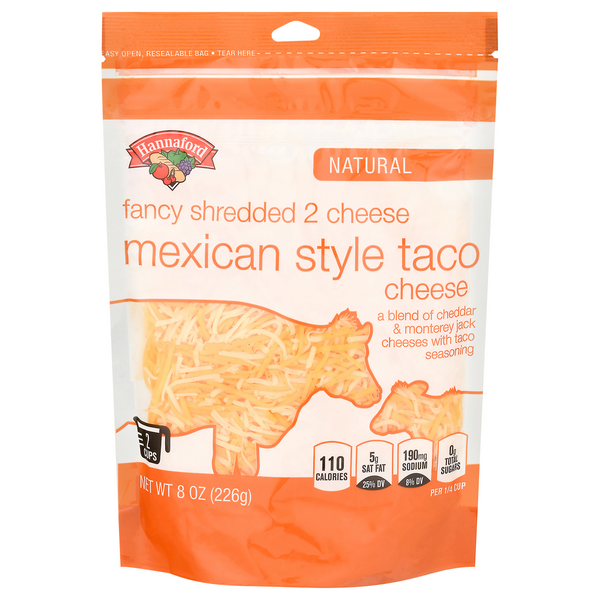 Hannaford Natural Fancy Shredded Mexican Style Taco 2 Cheese Blend