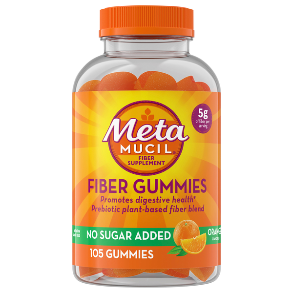 MetaMucil No Sugar Added Orange Flavored Fiber Gummies
