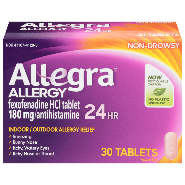 Allegra Indoor/Outdoor Allergy Relief 24 HR 180 mg Tablets