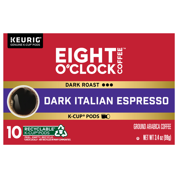 Eight O'Clock Coffee Italian Espresso Dark Roast K-Cup Coffee Pods