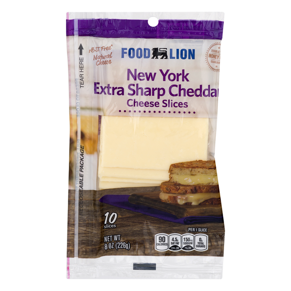 Save on Food Lion Cheese Slices Extra Sharp Cheddar New York Natural