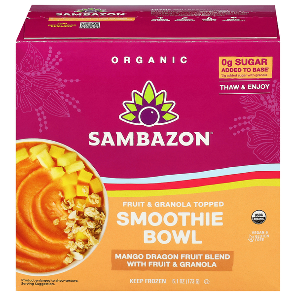 Sambazon Organic Fruit & Granola Topped Dragon Fruit Smoothie Bowl Frozen