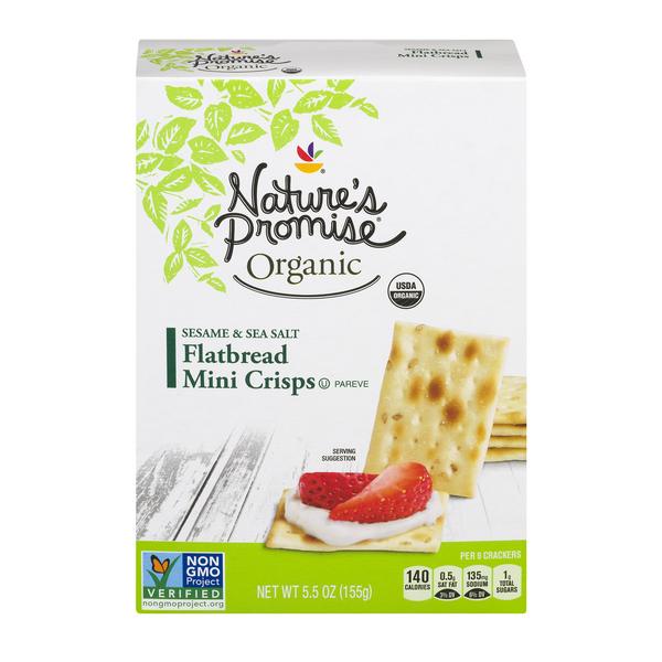 Save on Nature's Promise Organic Flatbread Mini Crisps Sesame & Sea