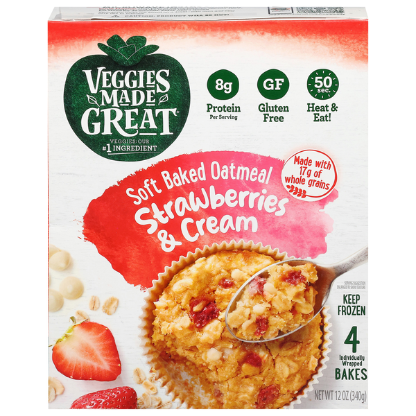Veggies Made Great Strawberry & Cream Soft Baked Oatmeal Frozen -4 ct