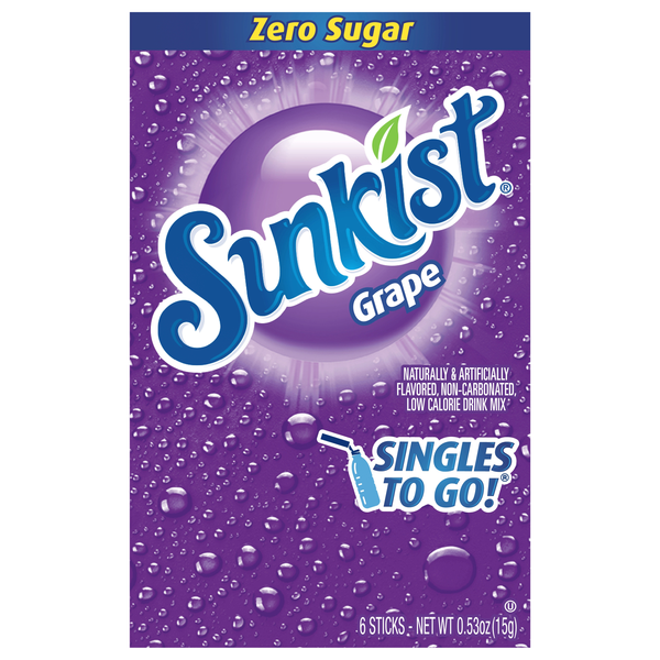 Sunkist Singles to Go Drink Mix Grape - 6 ct