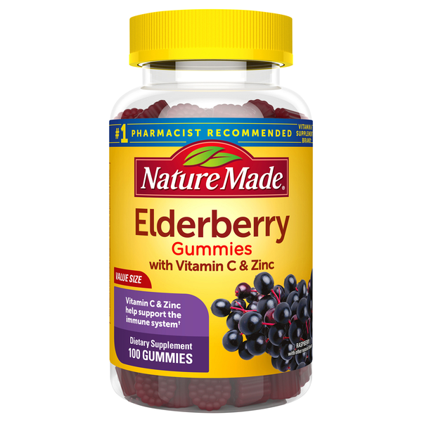 Nature Made Raspberry Elderberry with Vitamin C & Zinc Gummies Value Size