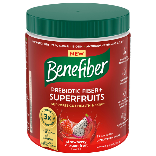 Benefiber Strawberry Dragon Fruit Flavor Prebiotic Fiber + Superfruits