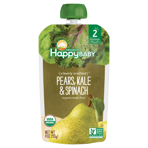 Happy Baby Organics 2 Baby Food Pears Kale & Spinach