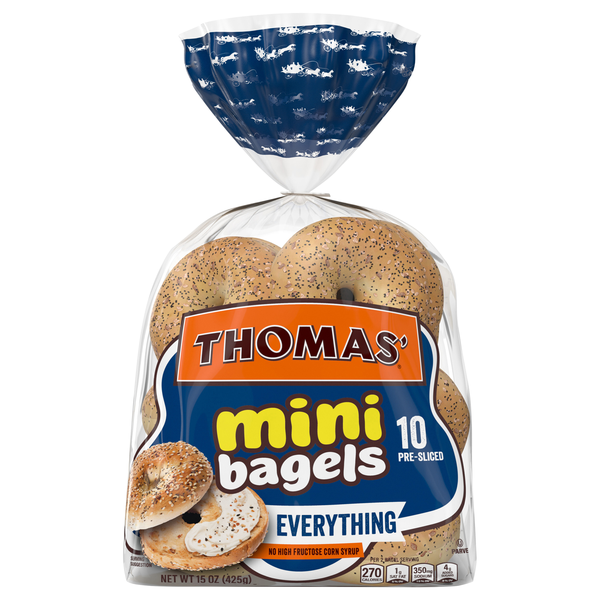 Thomas' Mini Everything Pre-Sliced Bagels - 10 ct