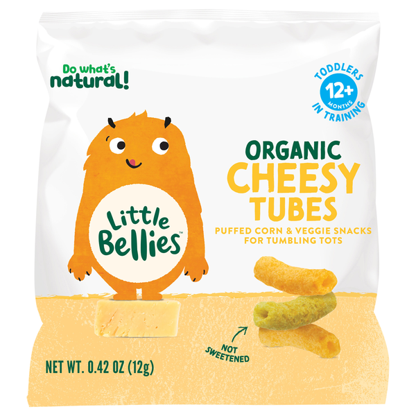 Little Bellies Organic Cheesy Tubes Puffed Corn & Veggie Snacks 12m+