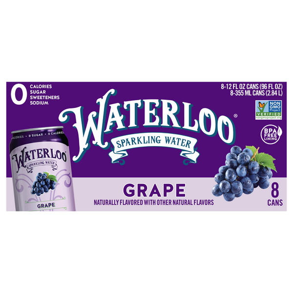 Save on Waterloo Grape Sparkling Water 8 pk Order Online Delivery