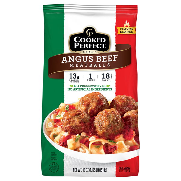 Cooked Perfect Dinner Size Angus Beef Meatballs - apx 18 ct Frozen