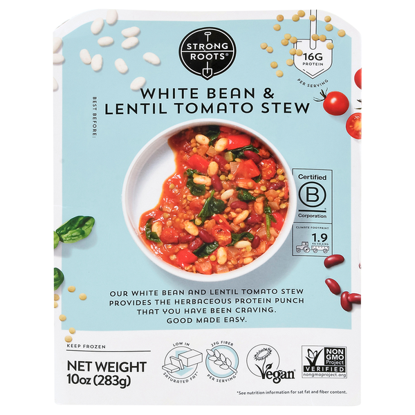 Strong Roots White Bean & Lentil Tomato Stew 16g Protein Frozen