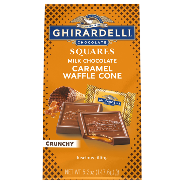 Ghirardelli Caramel Waffle Cone Crunchy Milk Chocolate Candy Squares