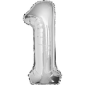 Shape Number 1 Silver Helium-Filled Balloon