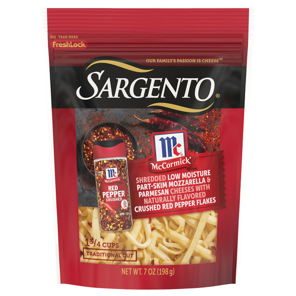 Sargento Mozzarella & Parmesan Shredded Cheeses with Crushed Red Pepper