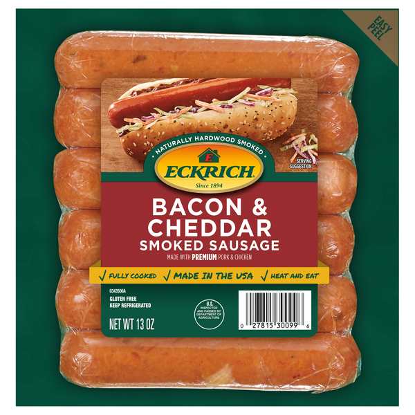 Eckrich Bacon & Cheddar Hardwood Smoked Sausage - 6 ct