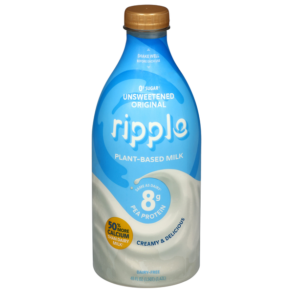 ripple Plant-Based Dairy Free Unsweetened Original Milk