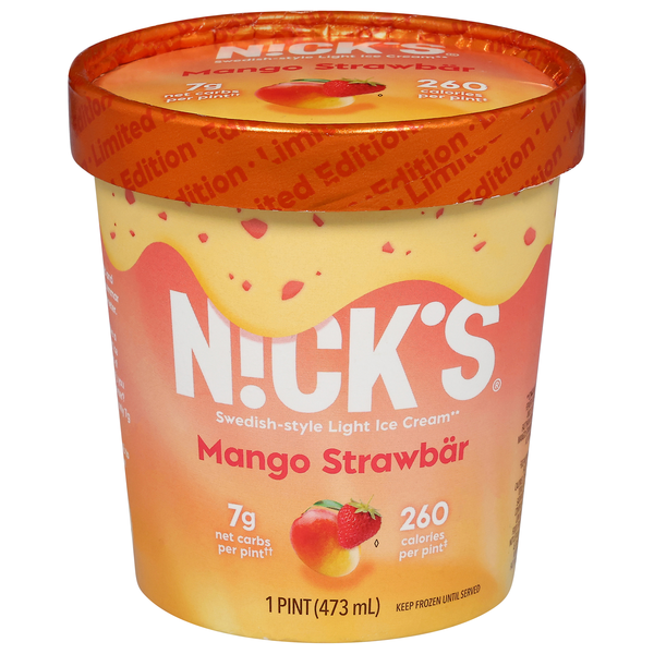 Save on Nick's SwedishStyle Mango Strawbar Light Ice Cream Order