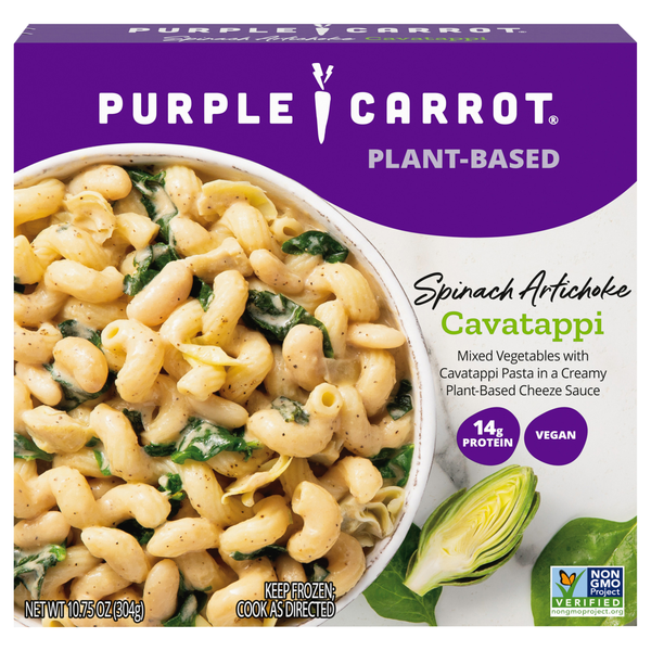 Purple Carrot Plant-Based Vegan Spinach Artichoke Cavatappi Frozen Meal