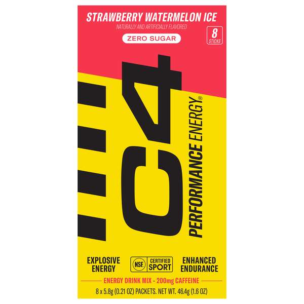 C4 Zero Sugar Strawberry Watermelon Ice Energy Drink Mix - 8 ct