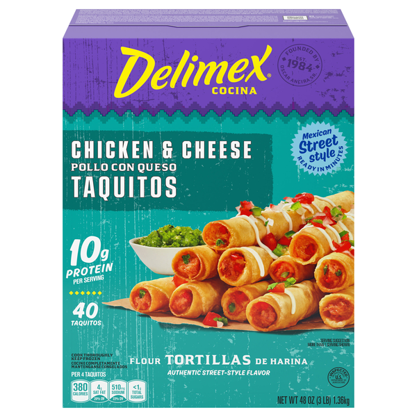 Delimex Chicken & Cheese Flour Taquitos - 40 ct Frozen