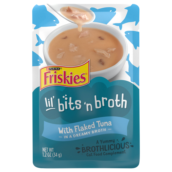 Friskies Lil' Bits 'n Broth with Flaked Tuna Cat Food Compliment