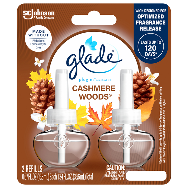 Glade plugIns Cashmere Woods Scented Oil Refills - 2 ct