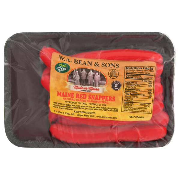 W.A. Bean & Sons Natural Casing Maine Red Snappers Frankfurters
