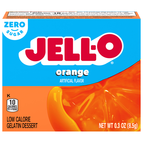 Jell-O Zero Sugar Orange Flavored Gelatin Dessert Mix