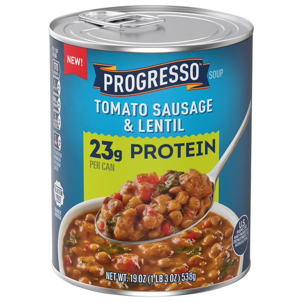 Progresso Gluten Free 23g Protein Tomato Sausage & Lentil Soup